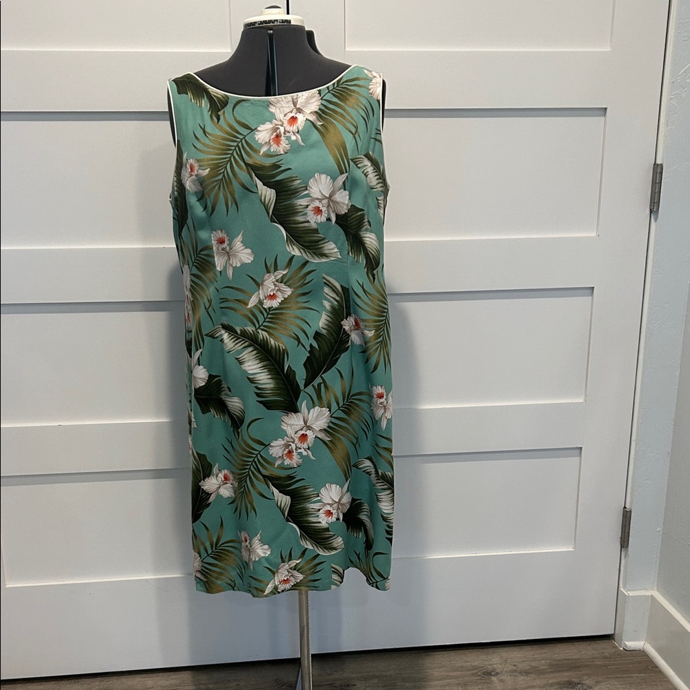 Floral Sleeveless Dress - Sea Foam Green